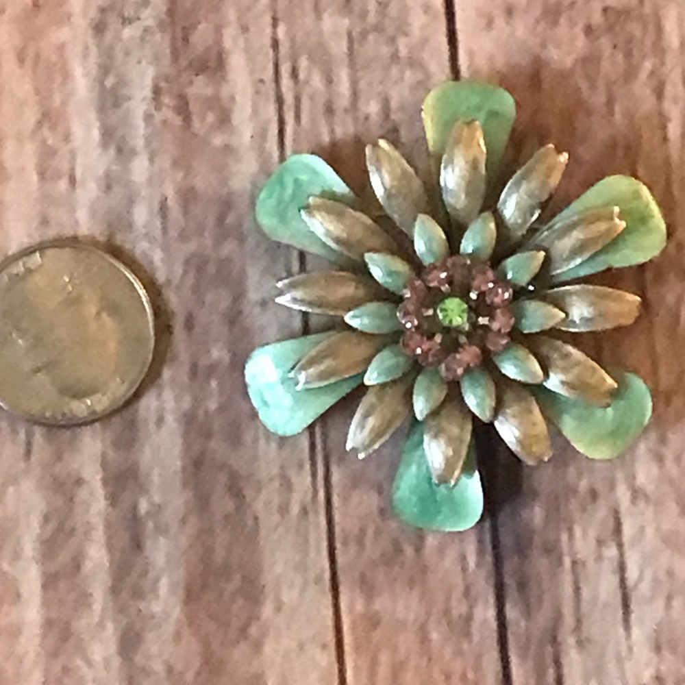 Vintage teal enamel pin